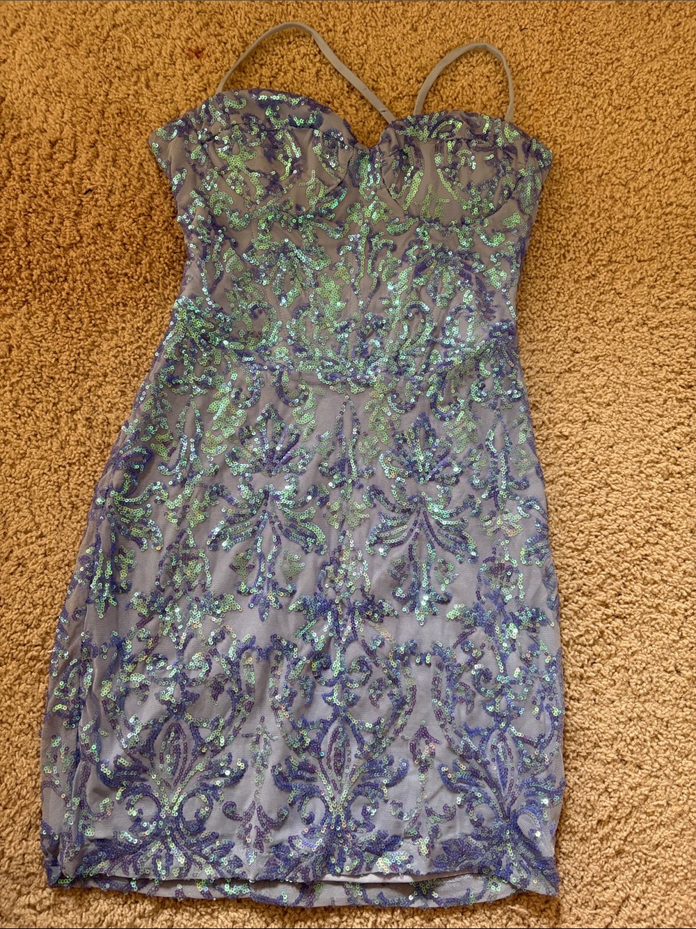 Sequin Cocktail Dress in Iridescent Purple